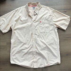 Cinch Beige Button-Down Short Sleeve Shirt